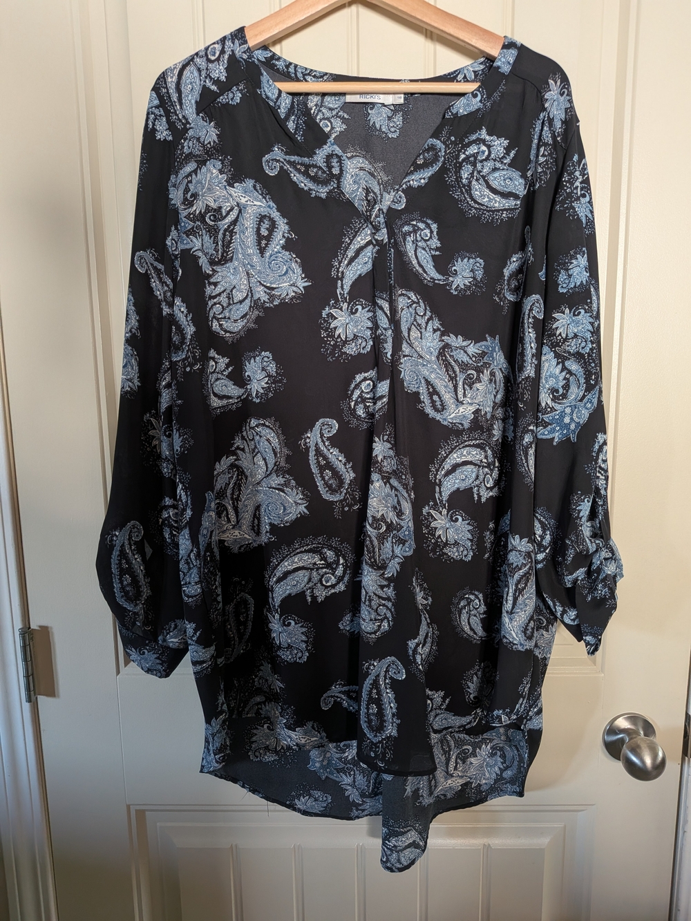 Navy Blue With Lighter Blue Paisley Print Tunic